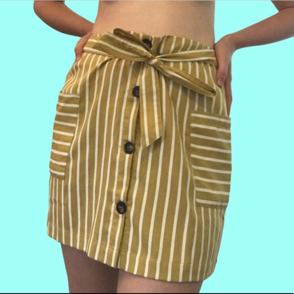 Yellow striped tie skirt